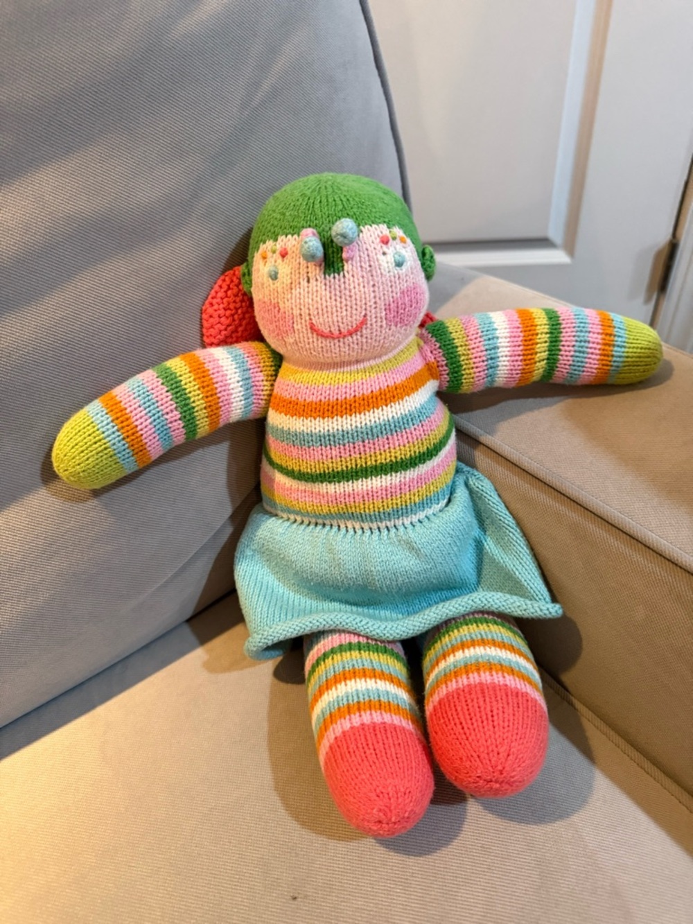 Blabla Butterfly Girl Hand Knit Cotton 18 inch colorful Doll